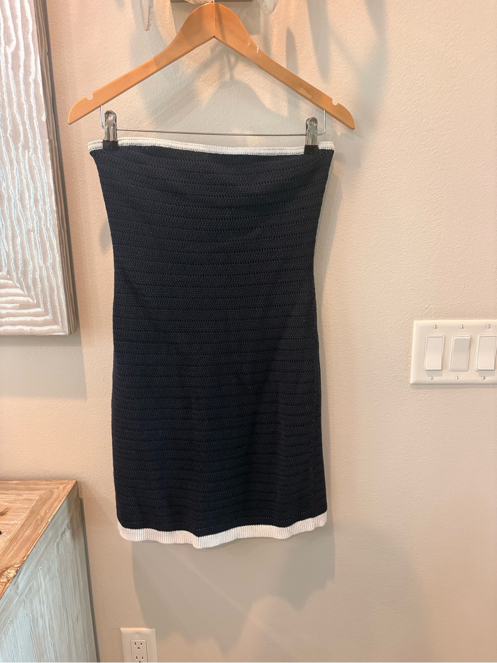 Abercrombie & Fitch Black Knit Pencil Skirt with White Trim